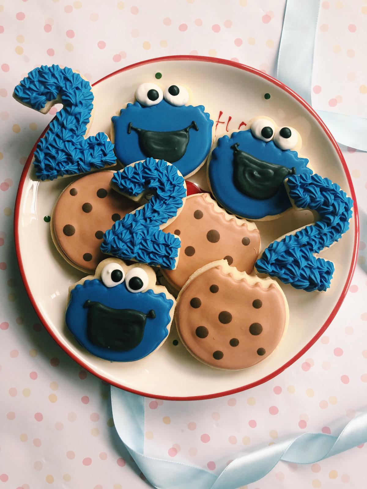 Blue Cookie Monster Sesame Street Character Cookies - Sugar Rush by Steph