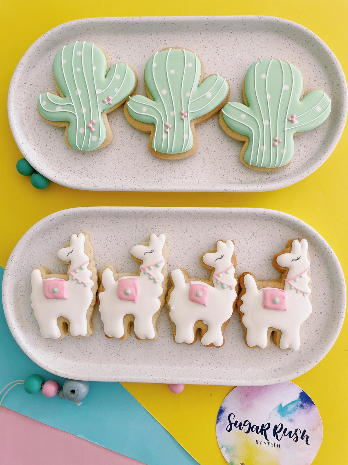 Llamazing Cacti! | Desert Theme Llama And Cactus Cookies for Parties - Sugar Rush by Steph