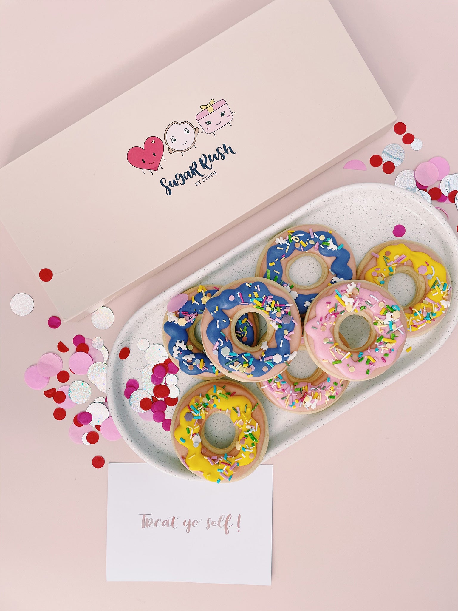 Donut Worry, Be Happy | Sweet Sprinkled Donut Cookie Snacks - Sugar Rush by Steph