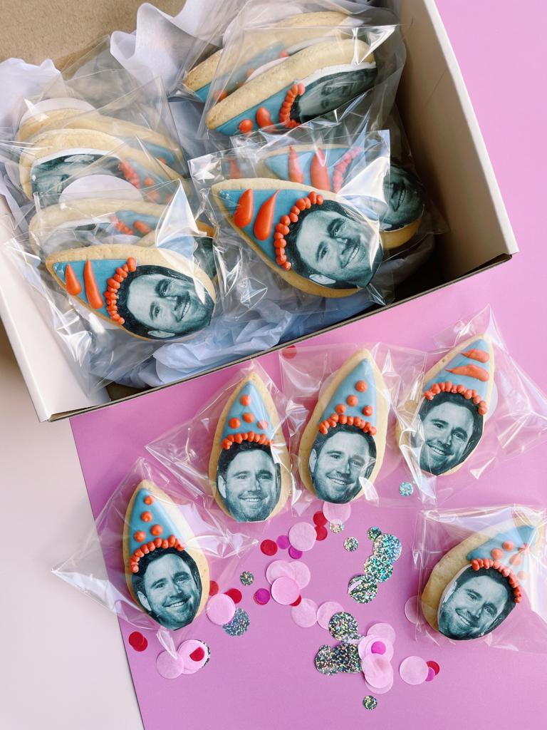Personalised Birthday Hat Face Cookies | Buy Custom Cookies With Faces
