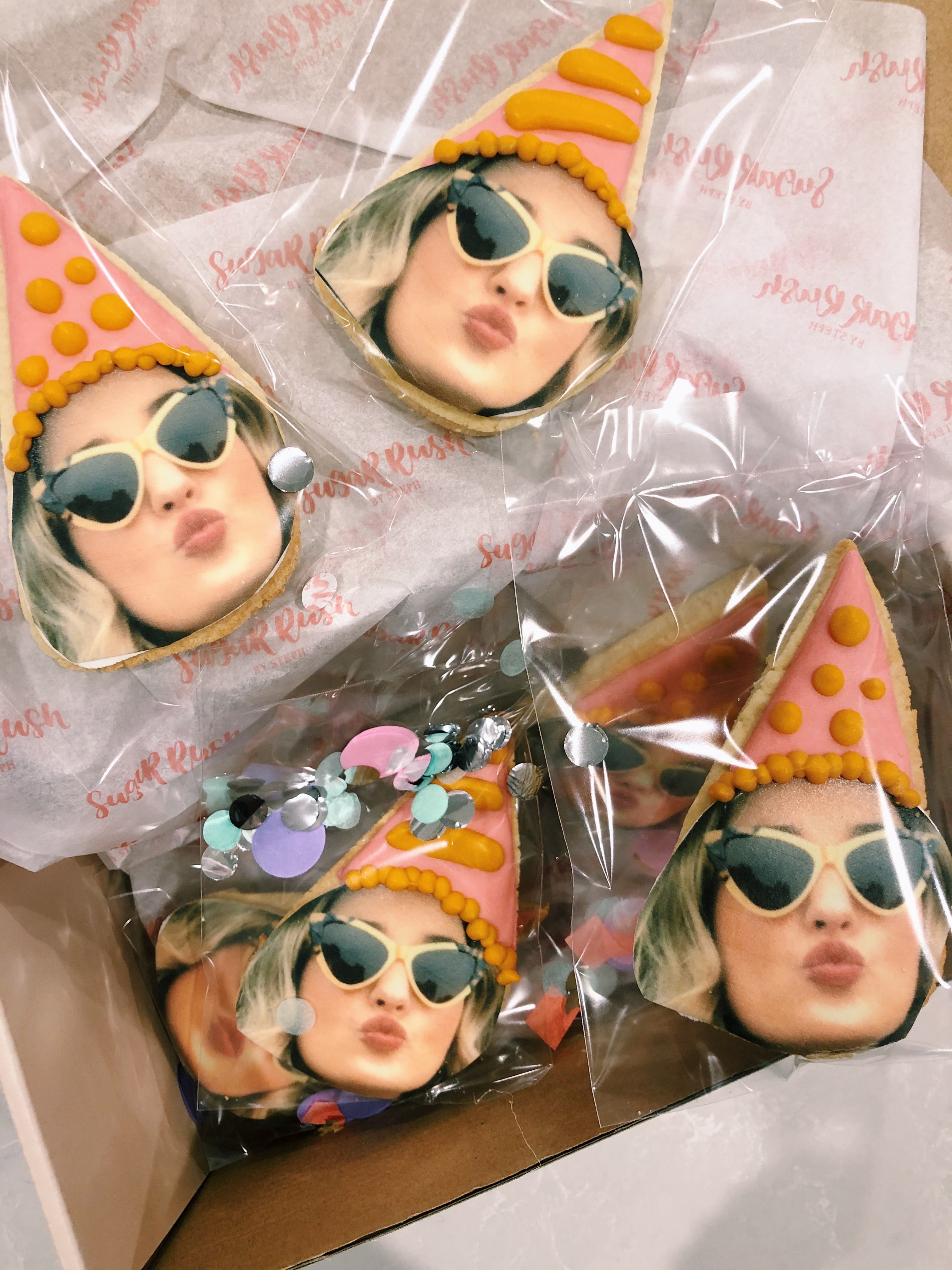 Personalised Birthday Hat Face Cookies | Buy Custom Cookies With Faces