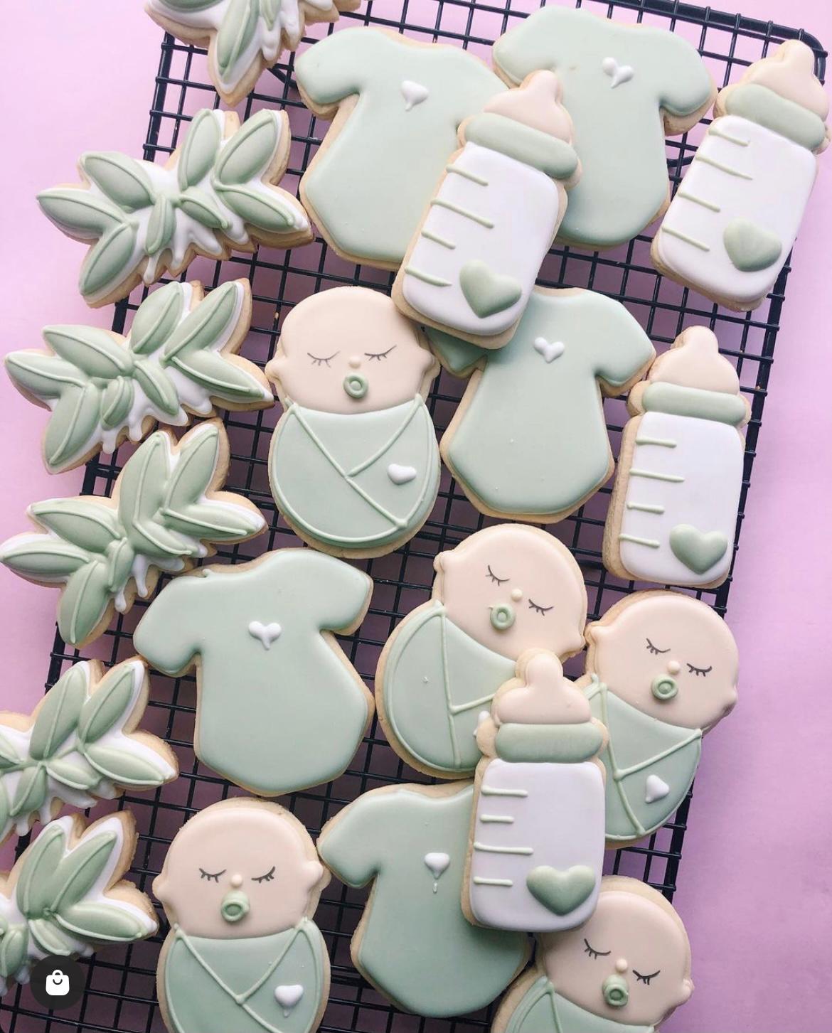 Leafy Little One | Aesthetic Rustic Theme Baby Shower Cookies - Sugar Rush by Steph