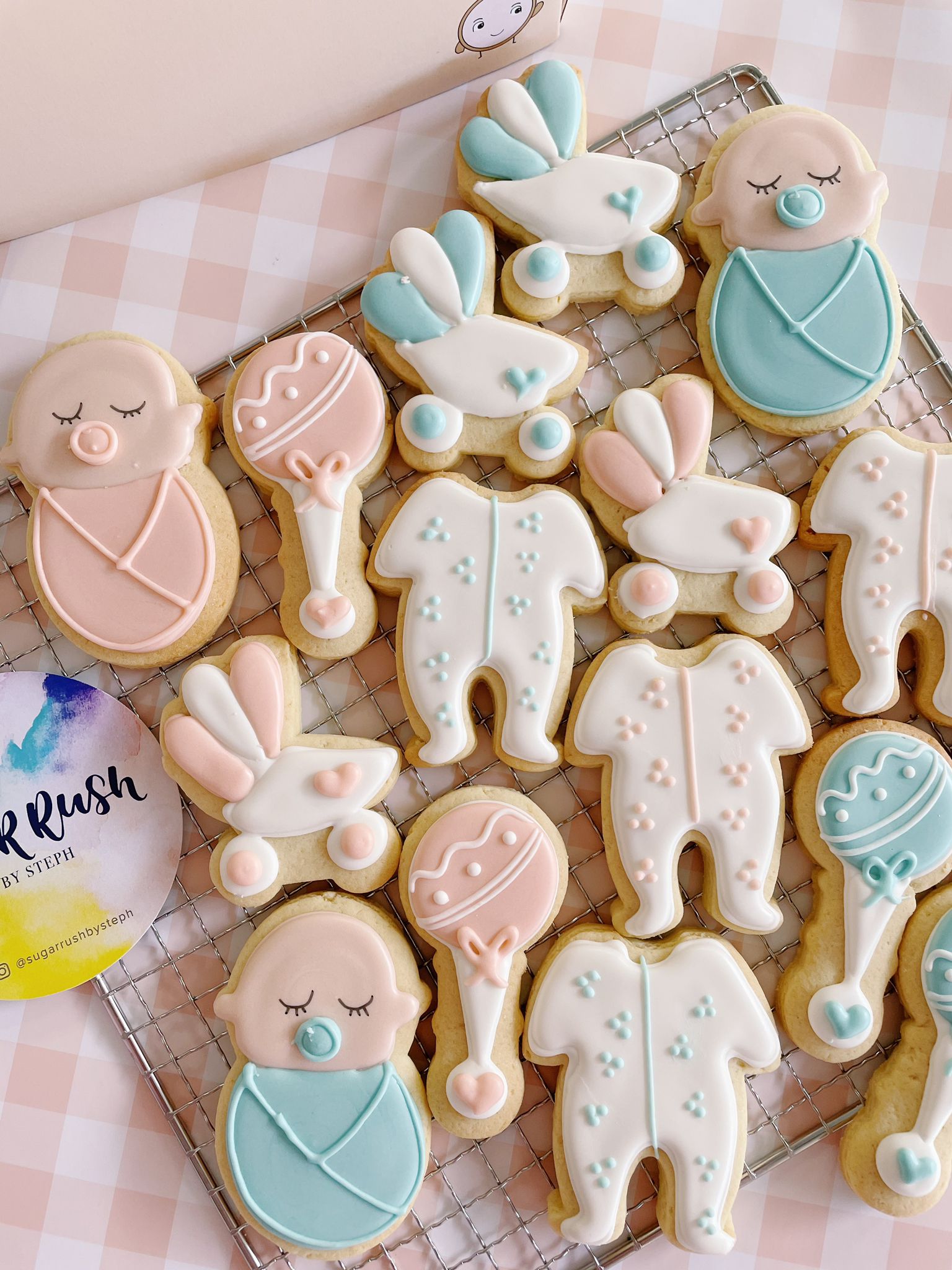 Peach & Blue Baby | Cute Pastel Cookies Baby Shower Favours - Sugar Rush by Steph