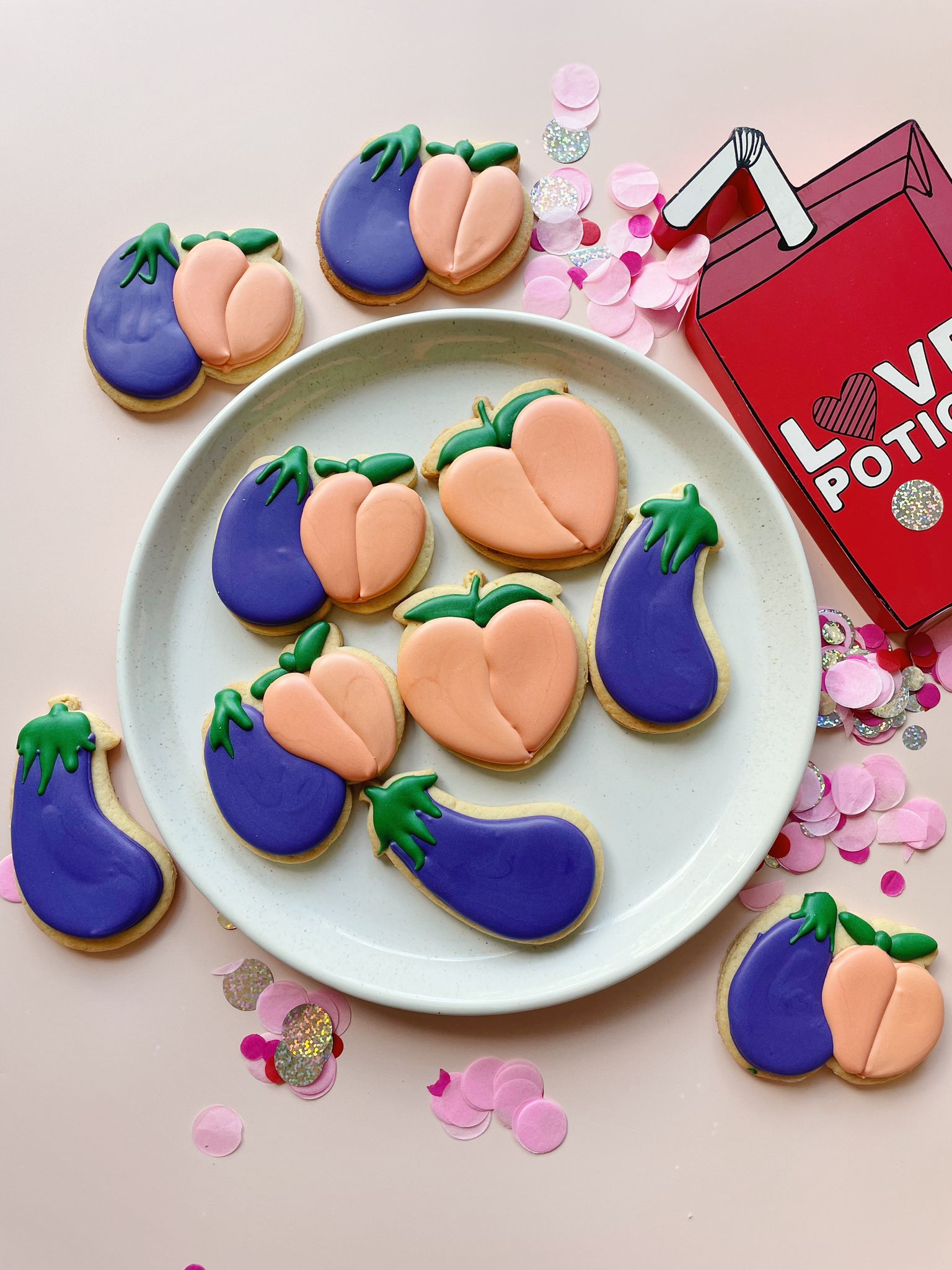 Peaches & Eggplants  Buy Funny Cheeky Emoji Valentine's Cookie