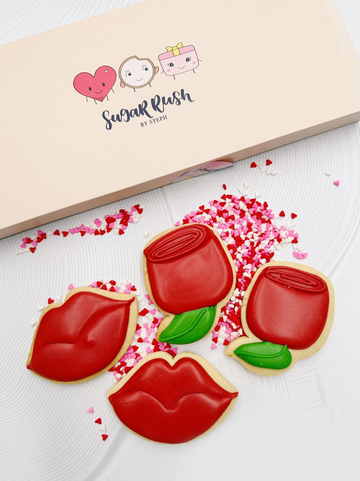 Roses and Kisses Cookies | Sweet Love Cookies for Date Night - Sugar Rush by Steph
