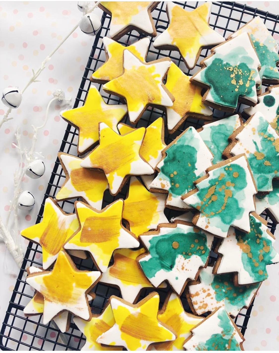 Watercolour Christmas Tree & Star Sugar Cookies - Sugar Rush by Steph