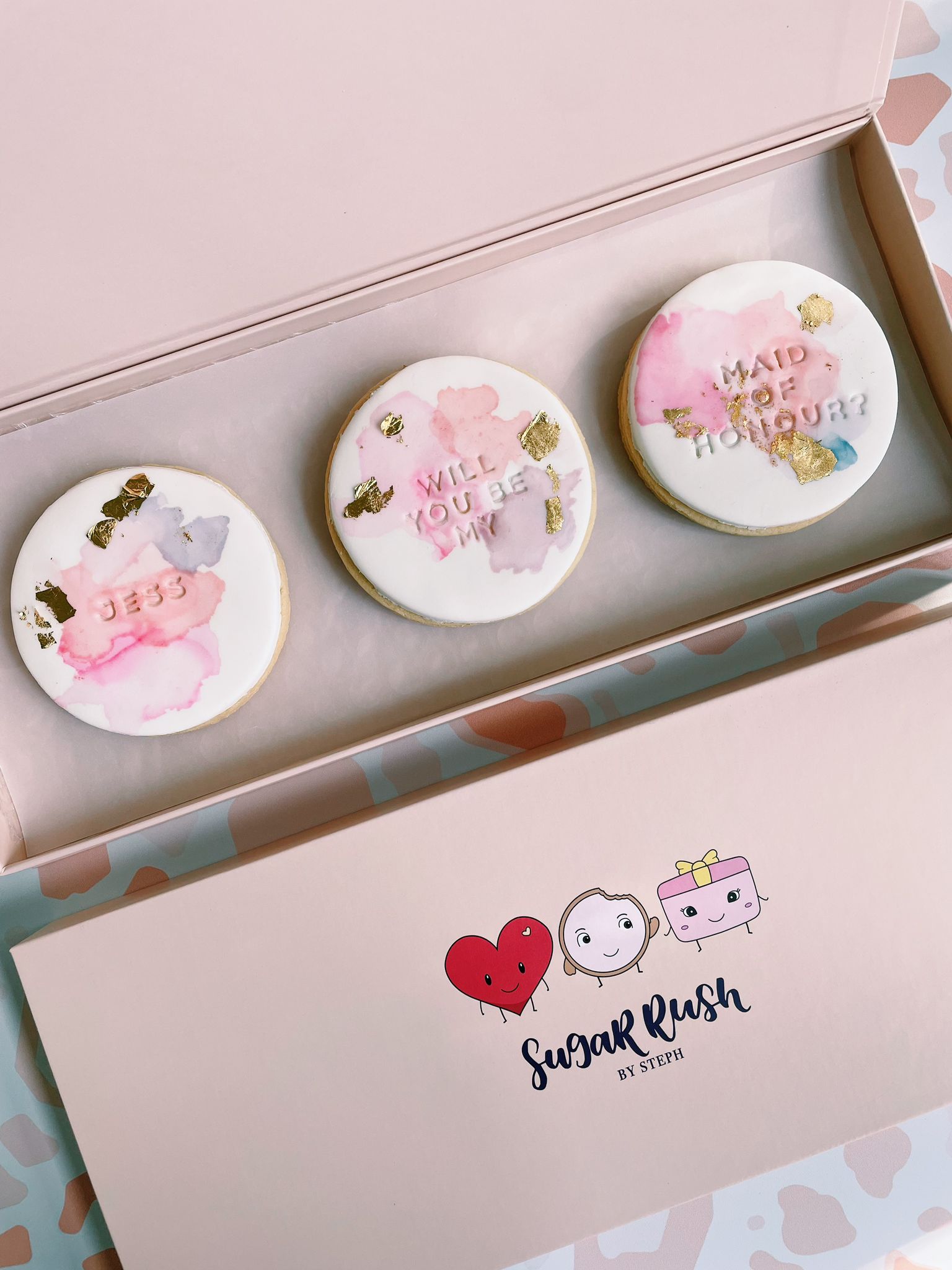 Watercoloured Rounds | Custom Elegant Cookie Box As Party Favours - Sugar Rush by Steph