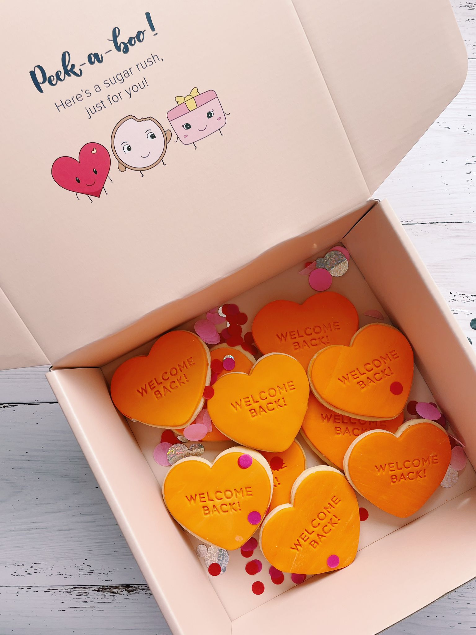 Welcome Back Chubby Heart Cookies | Customisable Cookie Box for Events - Sugar Rush by Steph